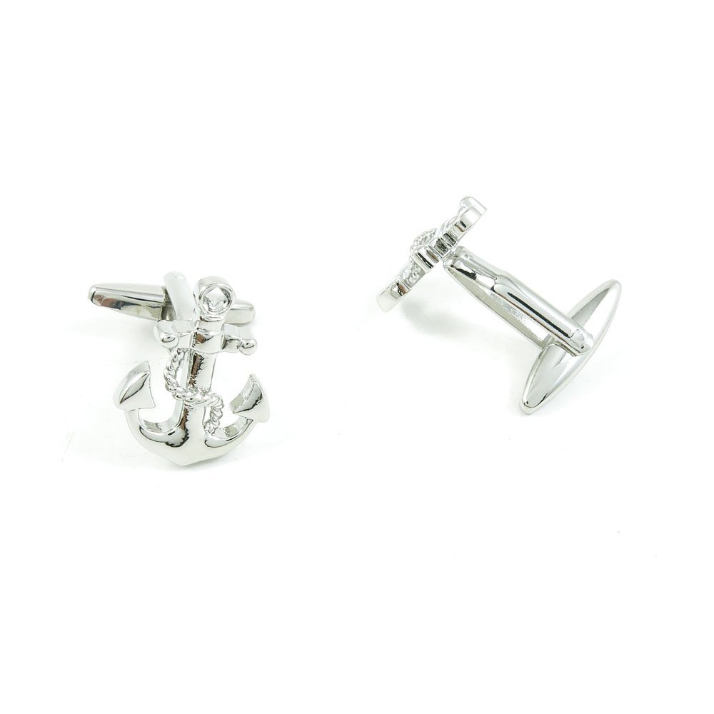 2 Pairs Cufflinks Cuff Links Classic Fashion Jewelry Party Gift Wedding 031928 Shinning Silver Anchor