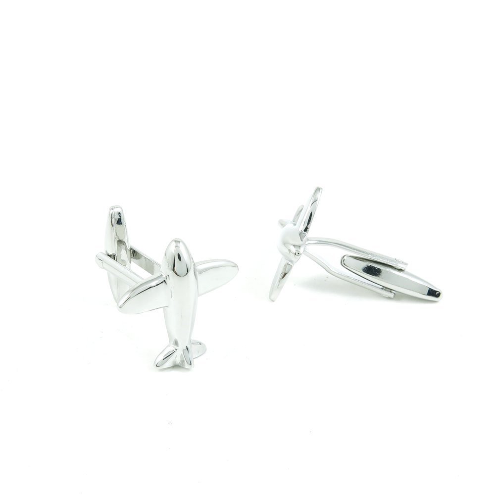 1 Pair Cufflinks Cuff Links Classic Fashion Jewelry Party Gift Wedding 643503 Shinny Silver Aircraft Airplane