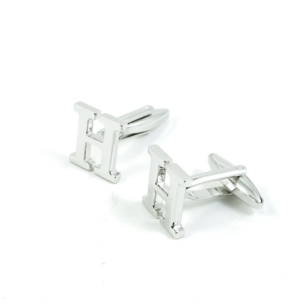 1 Pair Cufflinks Cuff Links Classic Fashion Jewelry Party Gift Wedding 387997 Shinning Silver Letter H