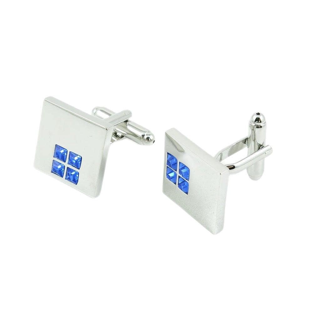 2 Pairs Cufflinks Cuff Links Classic Fashion Jewelry Party Gift Wedding 538959 Blue Crystal Silver Square