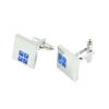 2 Pairs Cufflinks Cuff Links Classic Fashion Jewelry Party Gift Wedding 538959 Blue Crystal Silver Square view 1