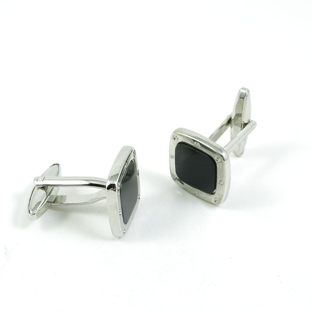 2 Pairs Cufflinks Cuff Links Classic Fashion Jewelry Party Gift Wedding 362825 Black Stone Silver Frame