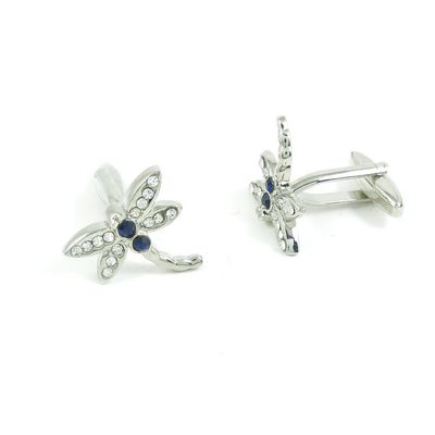 2 Pairs Cufflinks Cuff Links Classic Fashion Jewelry Party Gift Wedding 199326 Shinning Silver Dragonfly Crystal
