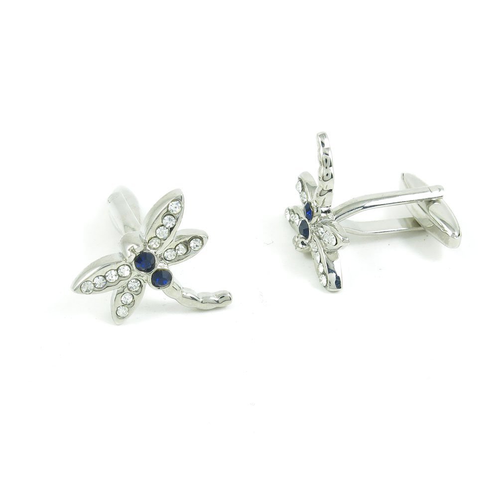 2 Pairs Cufflinks Cuff Links Classic Fashion Jewelry Party Gift Wedding 199326 Shinning Silver Dragonfly Crystal
