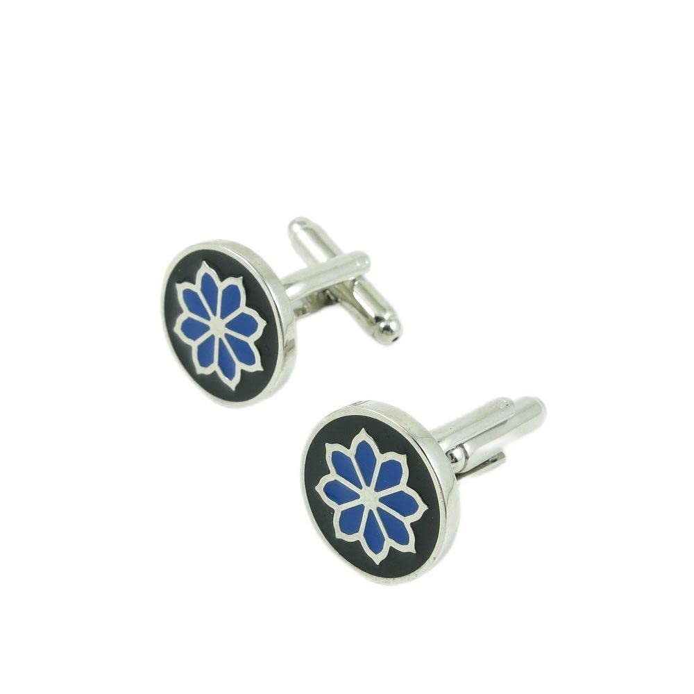 1 Pair Cufflinks Cuff Links Classic Fashion Jewelry Party Gift Wedding 440446 Round Blue Flower