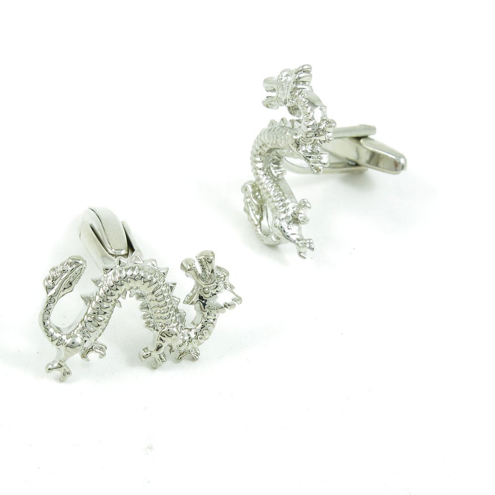 1 Pair Cufflinks Cuff Links Classic Fashion Jewelry Party Gift Wedding 293579 Shinning Silver Chinese Dragon