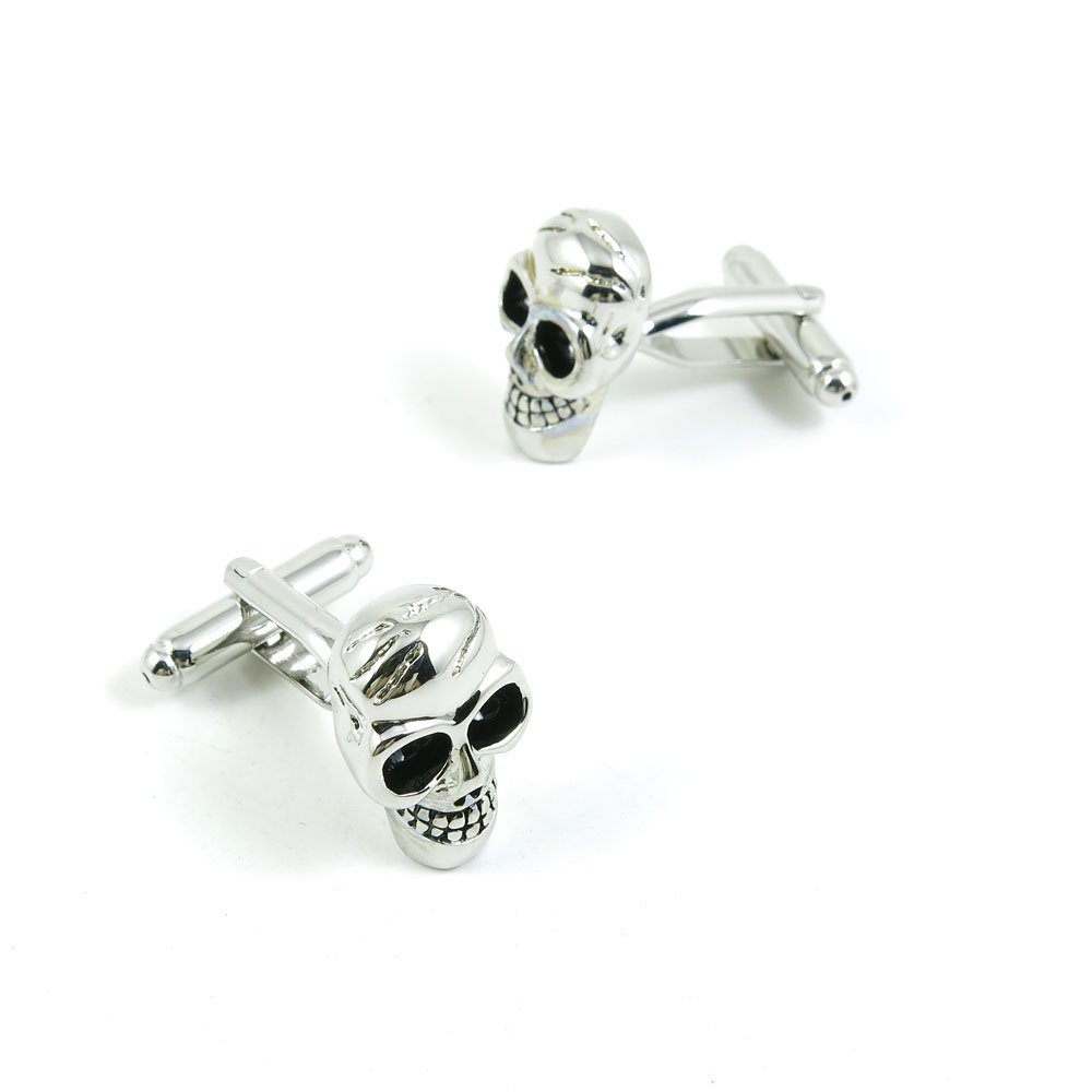 1 Pair Cufflinks Cuff Links Classic Fashion Jewelry Party Gift Wedding 028366 Shinning Silver Skull