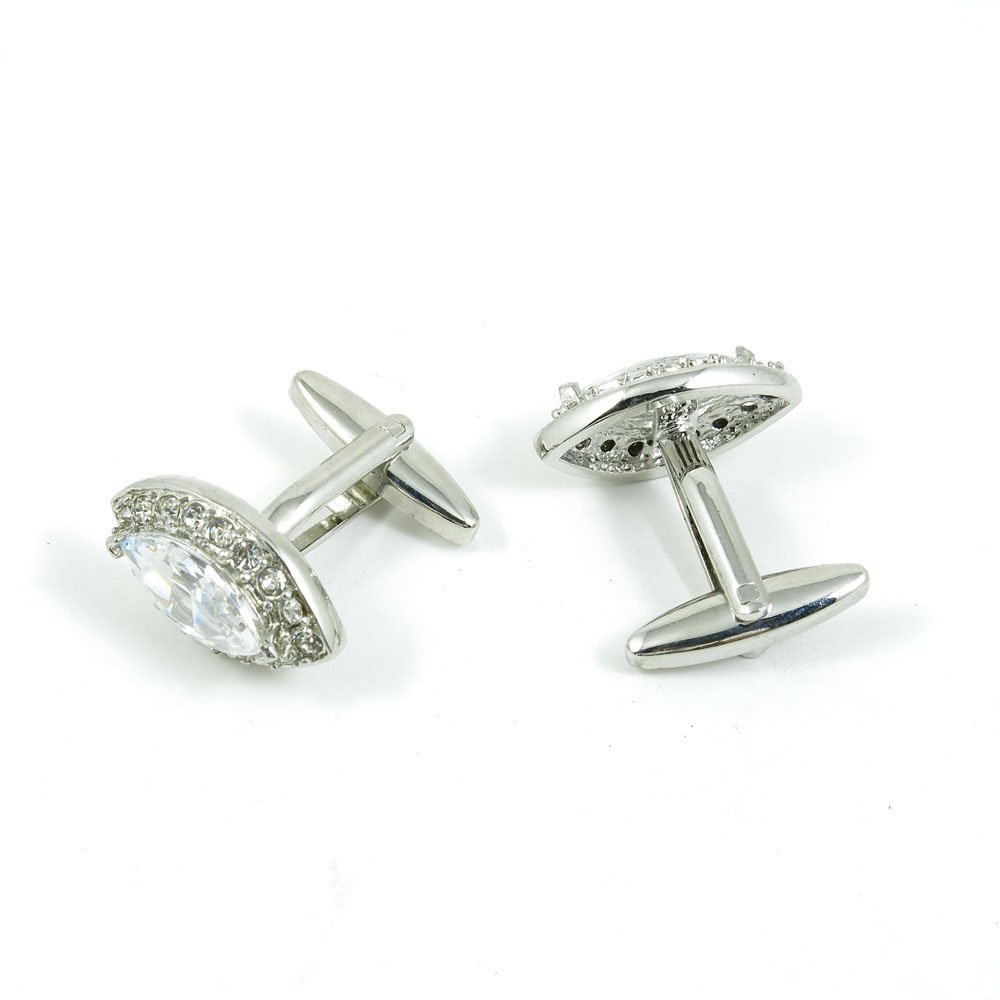 1 Pair Cufflinks Cuff Links Classic Fashion Jewelry Party Gift Wedding 177983 Zircon Crystal Oval
