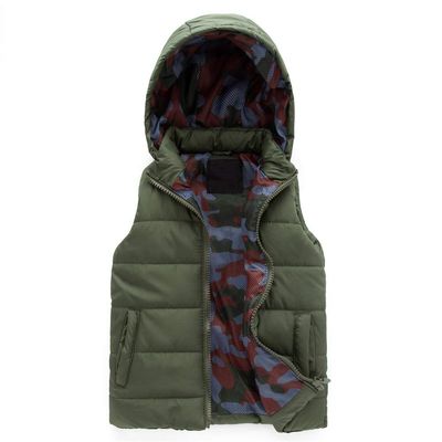 SNOW DREAMS Boys Puffer Vest Hooded Camo Lightweight Spring Fall Outwear Size 4 6 8 10 (Size 6)