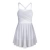 TiaoBug Girls Spaghetti Chiffon Ballet Dance Dress Empire Waist Gymnastics Leotard Lyrical Ballerina Dance Costume White# 7-8 view 1