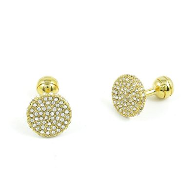 1 Pair Cufflinks Cuff Links Classic Fashion Jewelry Party Gift Wedding 661824 Zircon Golden Round
