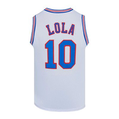 Mens Basketball Jerseys #10 Lola Space Movie Jersey Shirts White/Black (White, XX-Large)