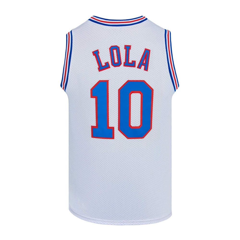 Mens Basketball Jerseys #10 Lola Space Movie Jersey Shirts White/Black (White, XX-Large)