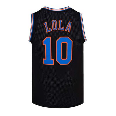 Mens Basketball Jerseys #10 Lola Space Movie Jersey Shirts White/Black (Black, Medium)