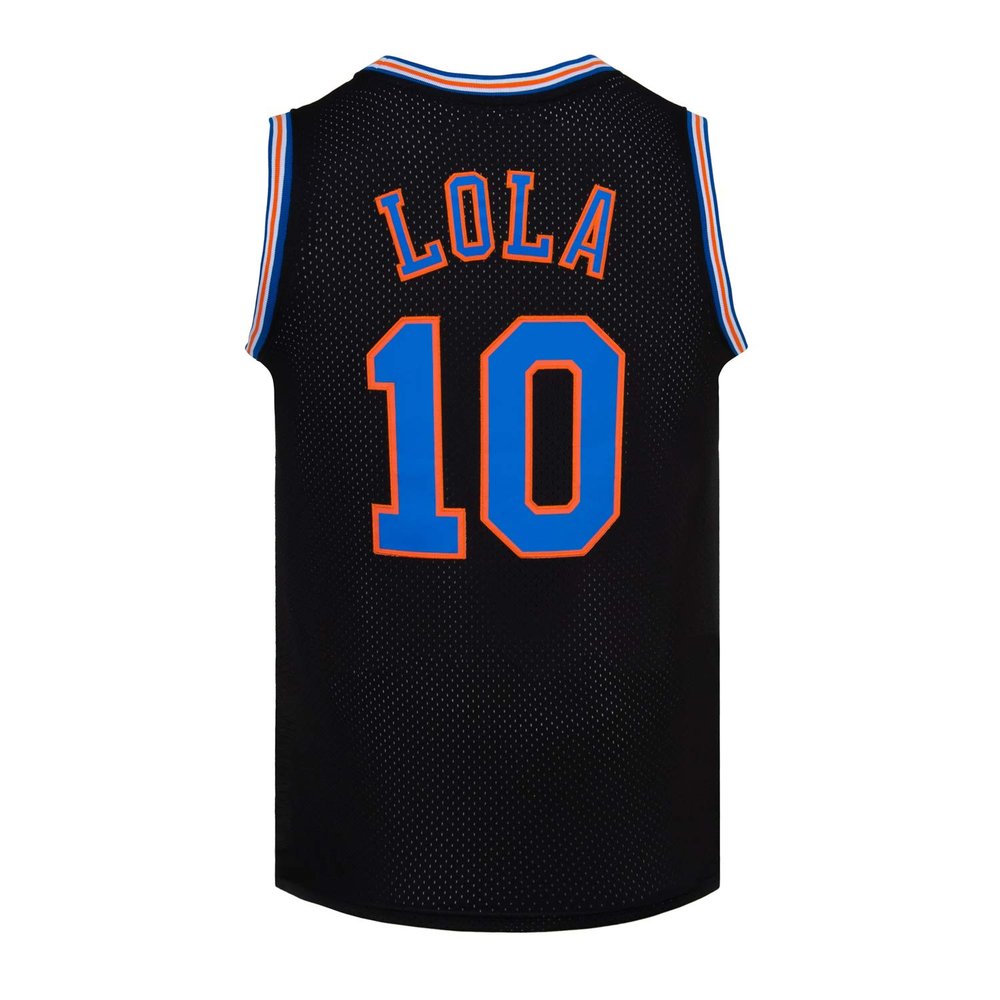 Mens Basketball Jerseys #10 Lola Space Movie Jersey Shirts White/Black (Black, Medium)