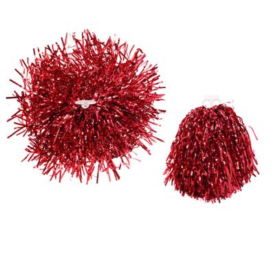 Cheerleading Pom Poms,1 Pair Plastic Ring 50g Cheering Squad for Both Kids College and High Competition Cheering Sports Events (Red)