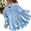 EISHOW Toddler Kids Little Girls Long Sleeve Top Blouse Ruffled Hem Denim Cute T-Shirt Spring Fall Autumn Casual Princess Clothes 1-7 Years Old (3XL (6-7T), Blue) view 2