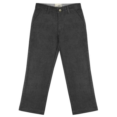 Buyless Fashion Boys Pants Flat Front Fit Casual Corduroy Solid Color - 19W1824-CHG-16 Charcoal Gray