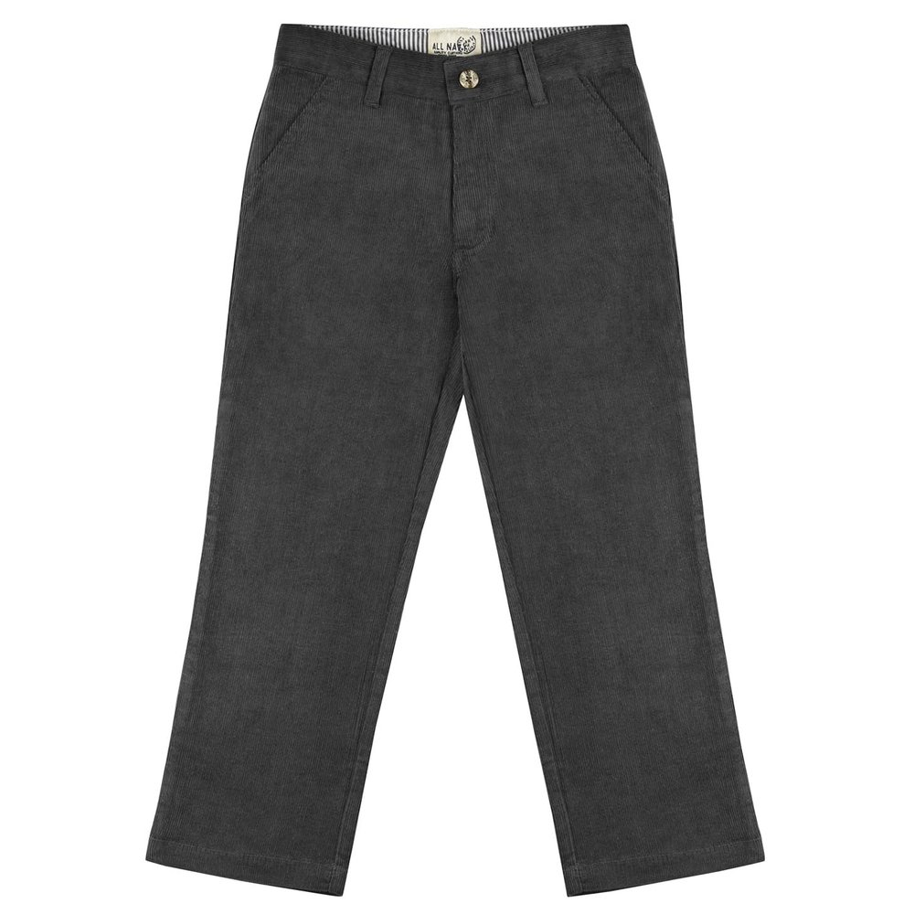 Buyless Fashion Boys Pants Flat Front Fit Casual Corduroy Solid Color - 19W1824-CHG-16 Charcoal Gray