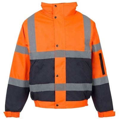 My Choice Stuff Mens Zip Fastening Hi Vis Visibility Bomber Jacket Adults Two Tone Wears Coat Orange/Navy Large