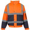 My Choice Stuff Mens Zip Fastening Hi Vis Visibility Bomber Jacket Adults Two Tone Wears Coat Orange/Navy Large view 1