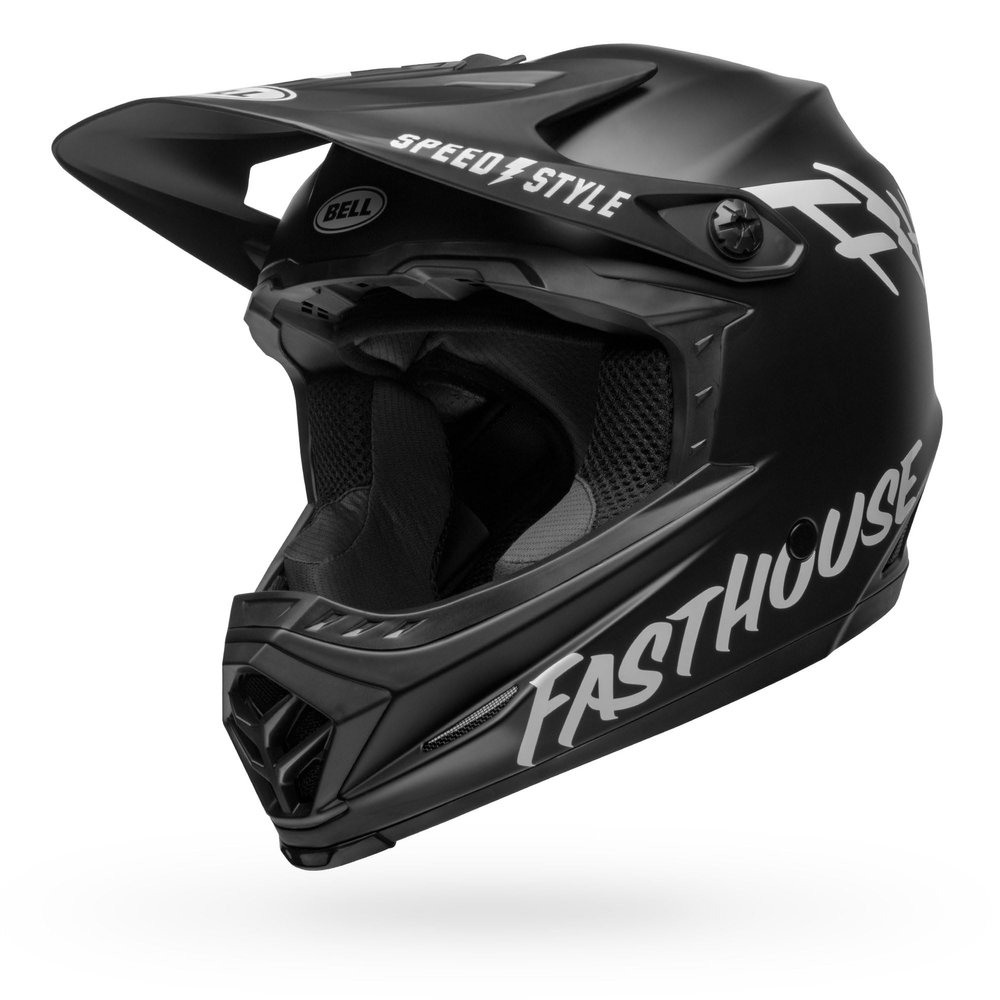 BELL Full-9 Fusion MIPS Lightweight Fiberglass Shell Adult Full Face MTB Downhill BMX Helmet - Fasthouse Matte Black/White, Small (53-55 cm)