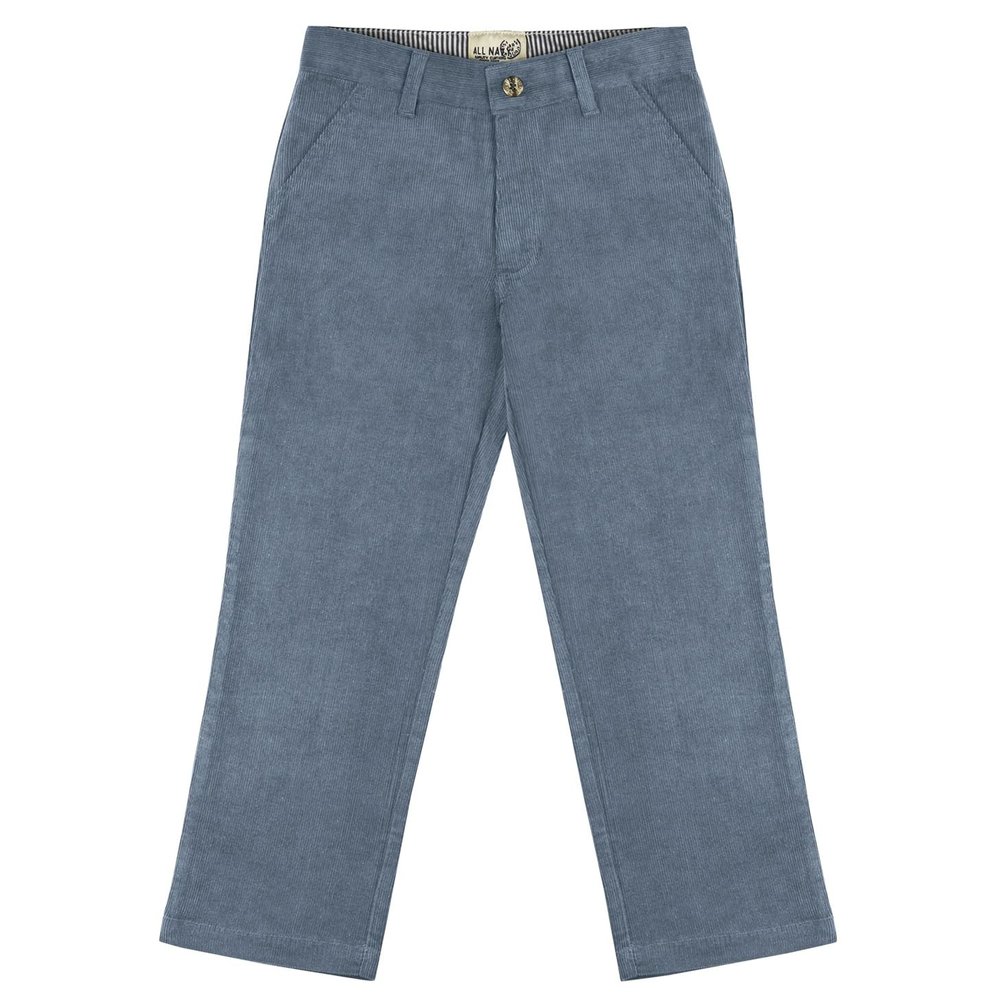 Buyless Fashion Boys Pants Flat Front Fit Casual Corduroy Solid Color - 19W1824-DBL-20 Denim-Blue