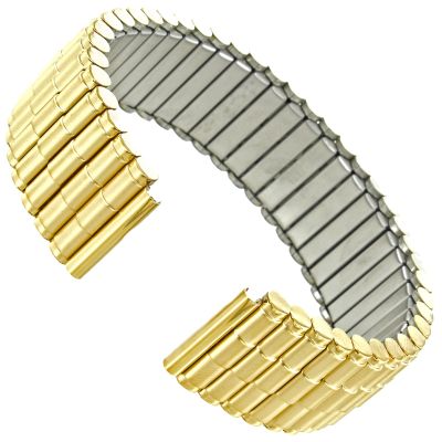 16mm Milano Gold Tone Stainless Steel Round Links Mens Expansion Watch Band 3011
