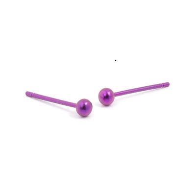 LaTisoro 3mm Pink Titanium Ball Stud Earrings for Sensitive Ears
