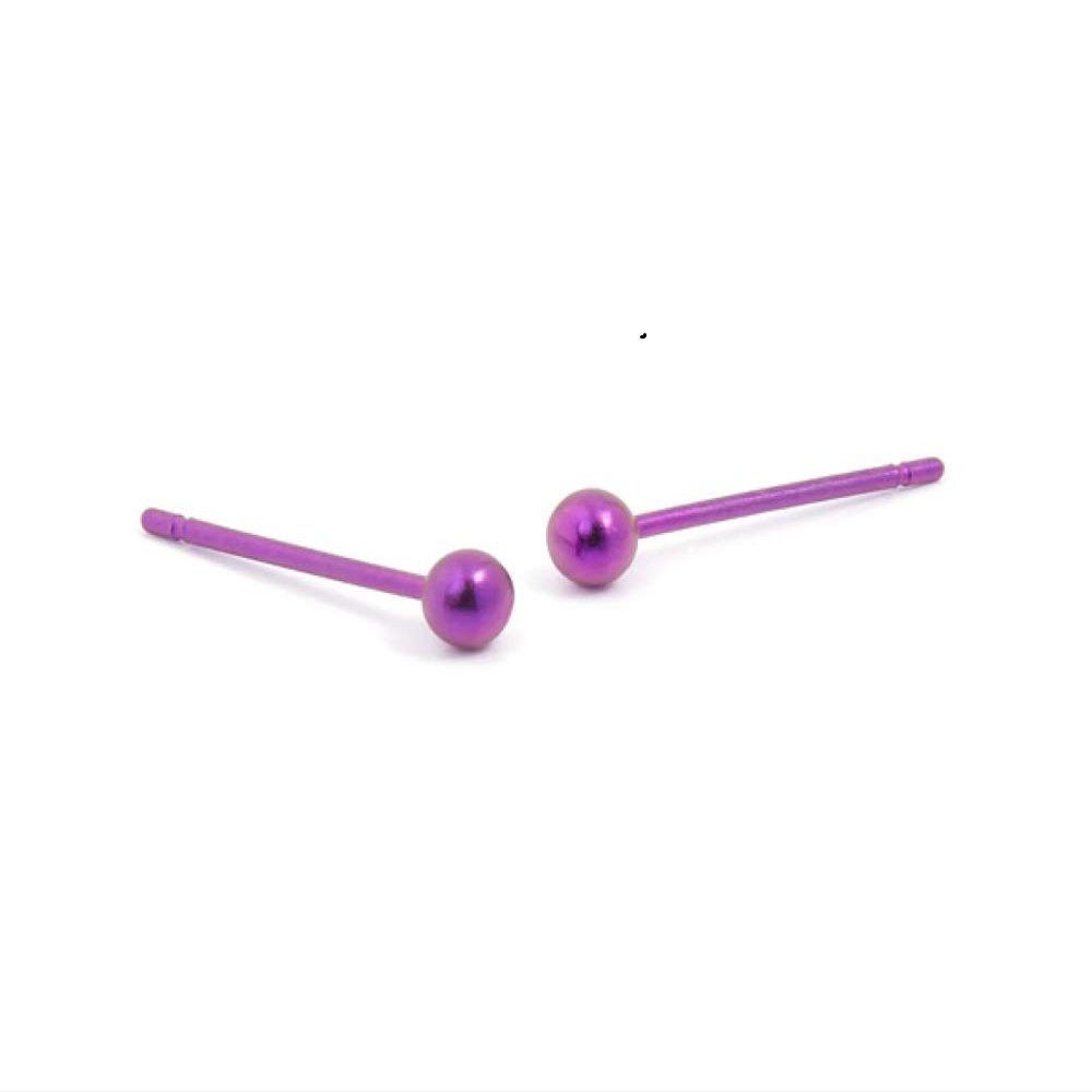 LaTisoro 3mm Pink Titanium Ball Stud Earrings for Sensitive Ears
