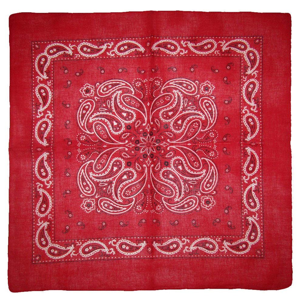 MWS 22"x22" Red Paisley Design #2 100% Cotton Bandanna