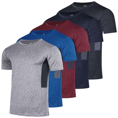 Real Essentials 5 Pack: Mens Short Sleeve Dry Fit T-Shirts  Moisture Wicking Athletic Workout Gym Fitness Casual Tees, Set 6, XX-Large