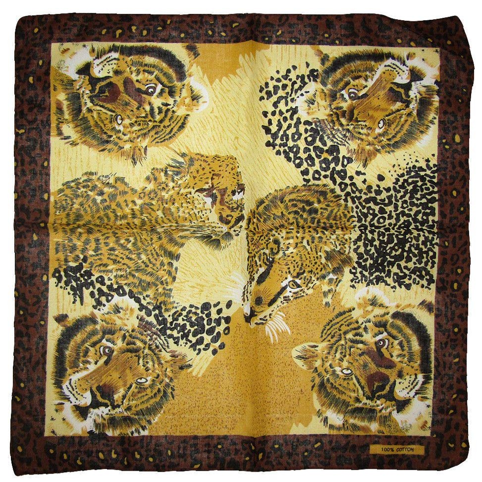 MWS 22"x22" Safari Cheetah Lion Tiger Animal Print 100% Cotton Bandanna