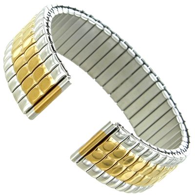 18mm Milano Two ToneStainless Steel Mens Expansion Straight End Watch Band 501