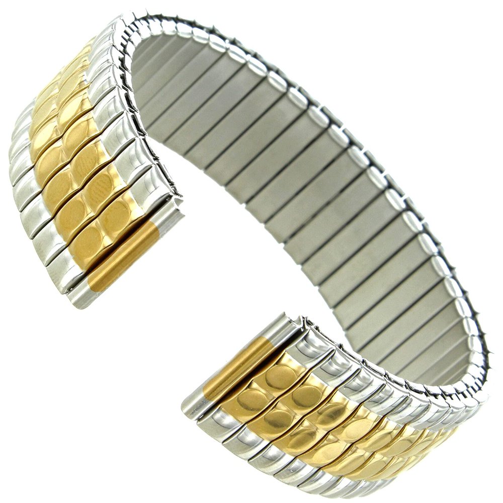 18mm Milano Two ToneStainless Steel Mens Expansion Straight End Watch Band 501