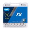 KMC Bike Chain X9, High Performance Bicycle Chain, Unbeatable Durability & Easy Mounting with X-Bridge Outer Plate, Shifting Performance Bicycle Chain, 9-Speed Bike Chain, 1/2" X 11/128" - 114 Links view 1