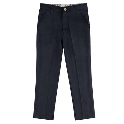 Buyless Fashion Boys Pants Flat Front Slim Fit Polyester Formal Solid Color - 20W1824-NVY-7 Navy