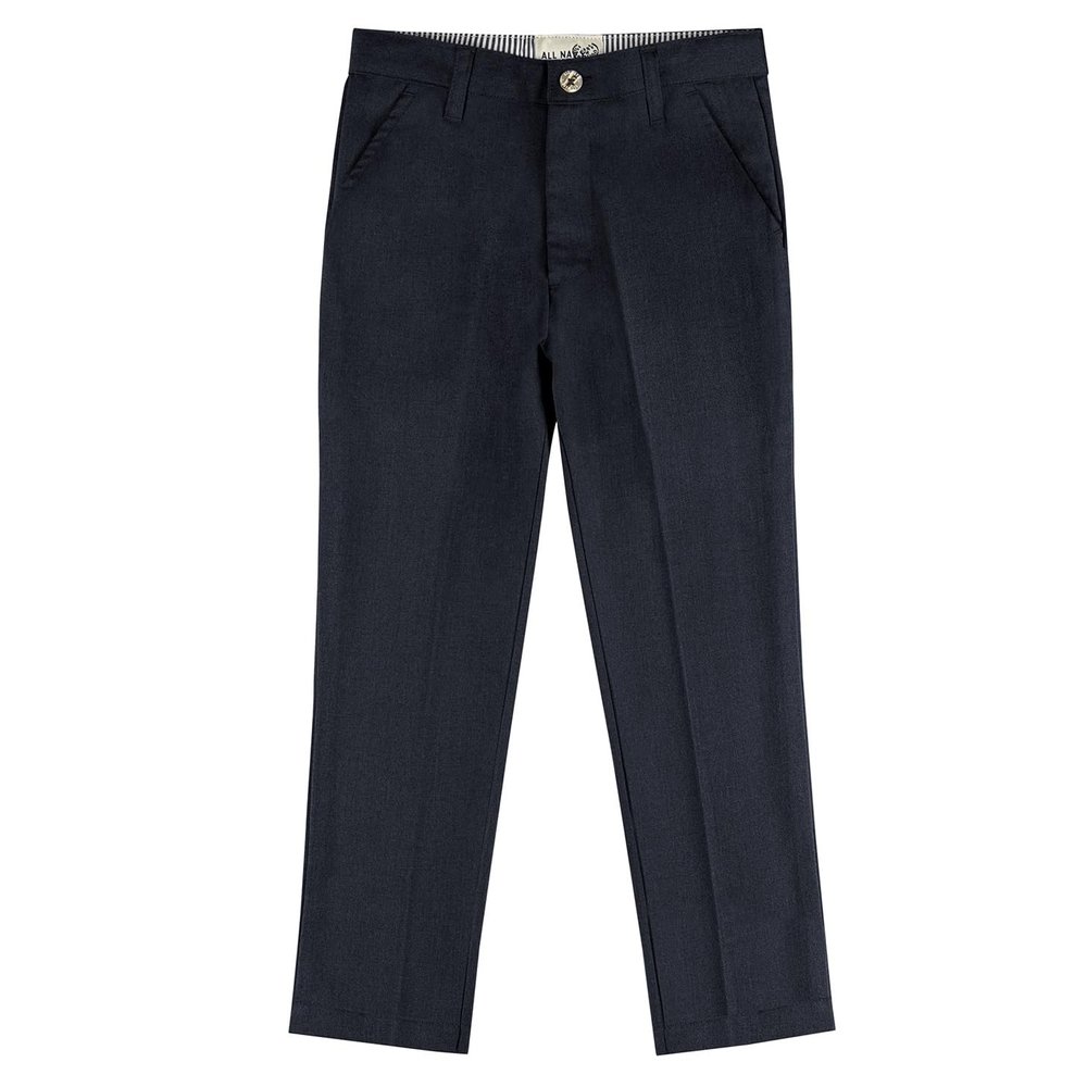 Buyless Fashion Boys Pants Flat Front Slim Fit Polyester Formal Solid Color - 20W1824-NVY-7 Navy