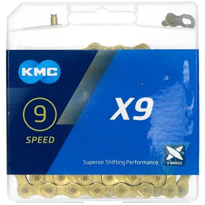 KMC Bike Chain X9, High Performance Bicycle Chain, Unbeatable Durability & Easy Mounting with X-Bridge Outer Plate, Shifting Performance Bicycle Chain, 9-Speed Bike Chain, 1/2" X 11/128" - 114 Links