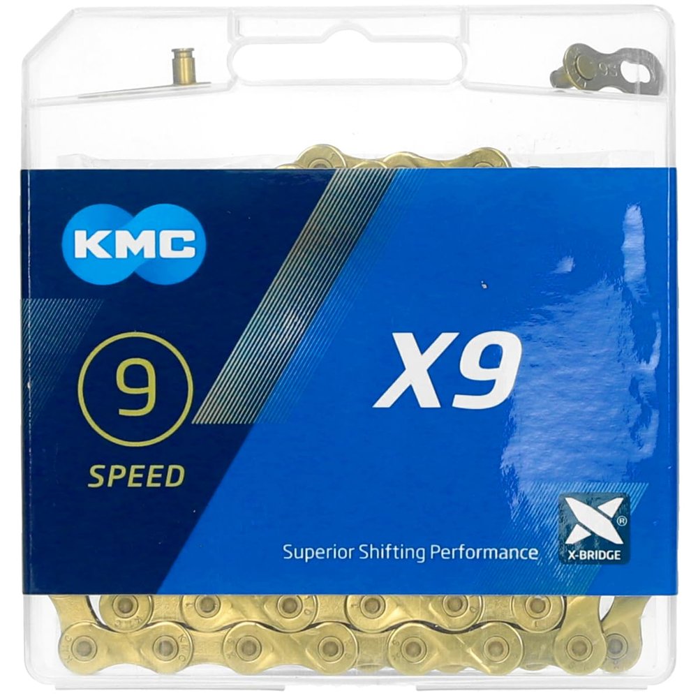 KMC Bike Chain X9, High Performance Bicycle Chain, Unbeatable Durability & Easy Mounting with X-Bridge Outer Plate, Shifting Performance Bicycle Chain, 9-Speed Bike Chain, 1/2" X 11/128" - 114 Links