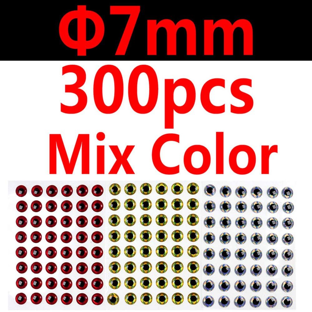 300PCS 3D Bionic Fish Eyes Fly Tying Material Lure Eyes 2mm 3mm 4mm 5mm 6mm (7mm)