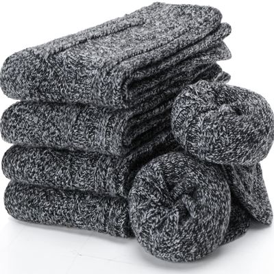 EBMORE 5 Pairs Merino Wool Socks for Women Thermal Warm Thick Winter Hiking Knit Cozy Crew Duty Work Soft Socks Stocking Stuffers Gift for Ladies 5 Pack(Grey(5 Pairs))