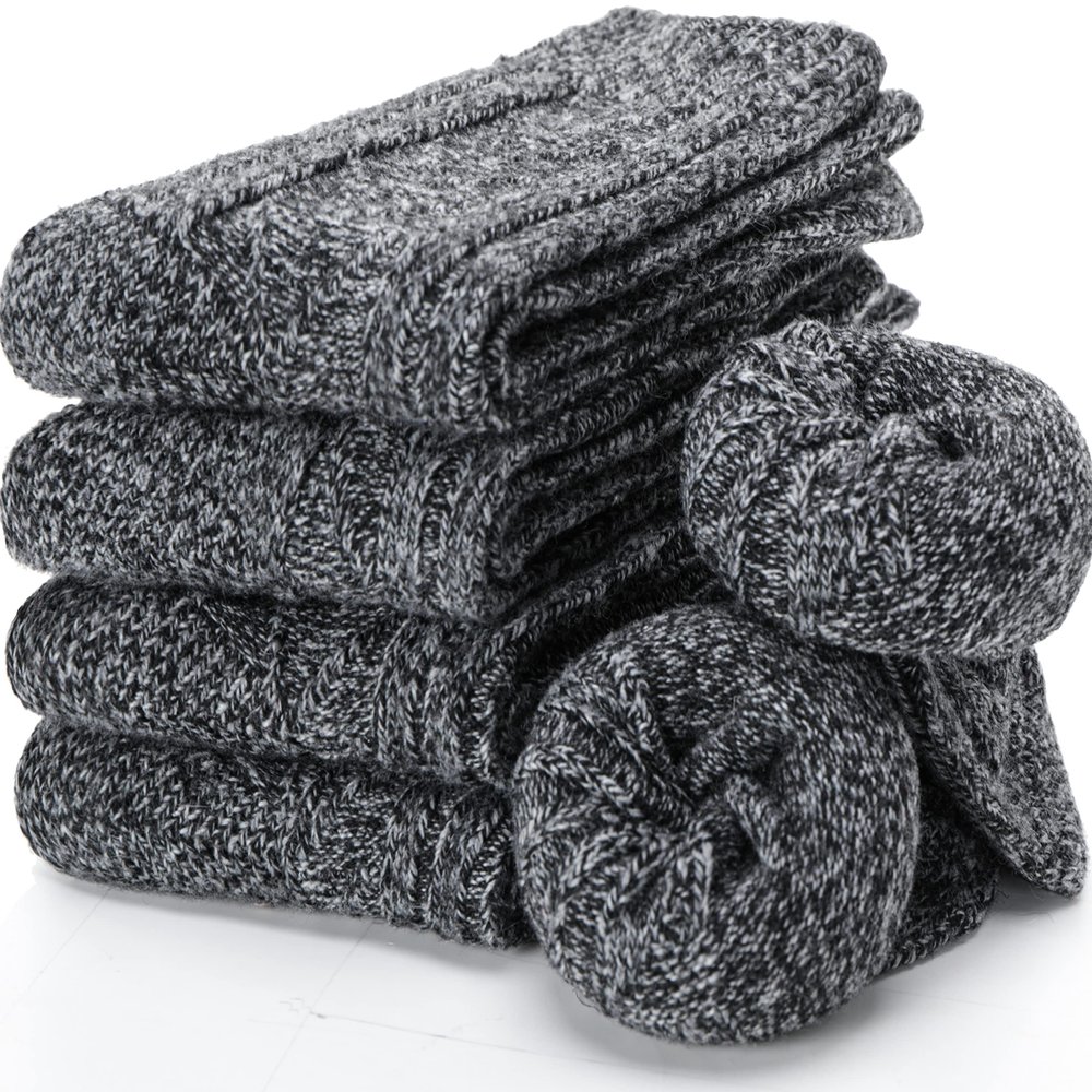 EBMORE 5 Pairs Merino Wool Socks for Women Thermal Warm Thick Winter Hiking Knit Cozy Crew Duty Work Soft Socks Stocking Stuffers Gift for Ladies 5 Pack(Grey(5 Pairs))