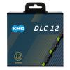 KMC DLC 12 Chain, Black/Green, 1/2' x 11/128', 12-Speed Bicycle Chain, Double Strand, Alloy Steel view 1