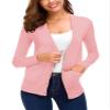 EXCHIC Women's Lightweight Long Sleeve Cardigan Sweaters Classic Button Open Front Knit Sweater with Pockets(Pink, Large) view 3