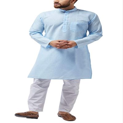 Sojanya (Since 1958 Men'S Sky Blue Cotton Blend Only Long Kurta, Size 44