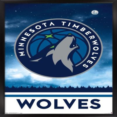 Trends International NBA Minnesota Timberwolves - Logo 18 Wall Poster, 22.375" x 34", Black Framed Version