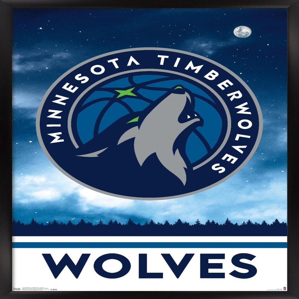 Trends International NBA Minnesota Timberwolves - Logo 18 Wall Poster, 22.375" x 34", Black Framed Version