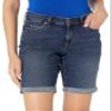 Amazon Essentials Women's Mid-Rise Slim fit Denim Bermuda Shorts with Pockets, Dark Denim, Size 18 view 3
