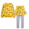 FTSUCQ Girls Pullover Floral Printed Tracksuits Sport Sweashirt Coat + Pantskirt (125-135CM/6-7Y) view 1